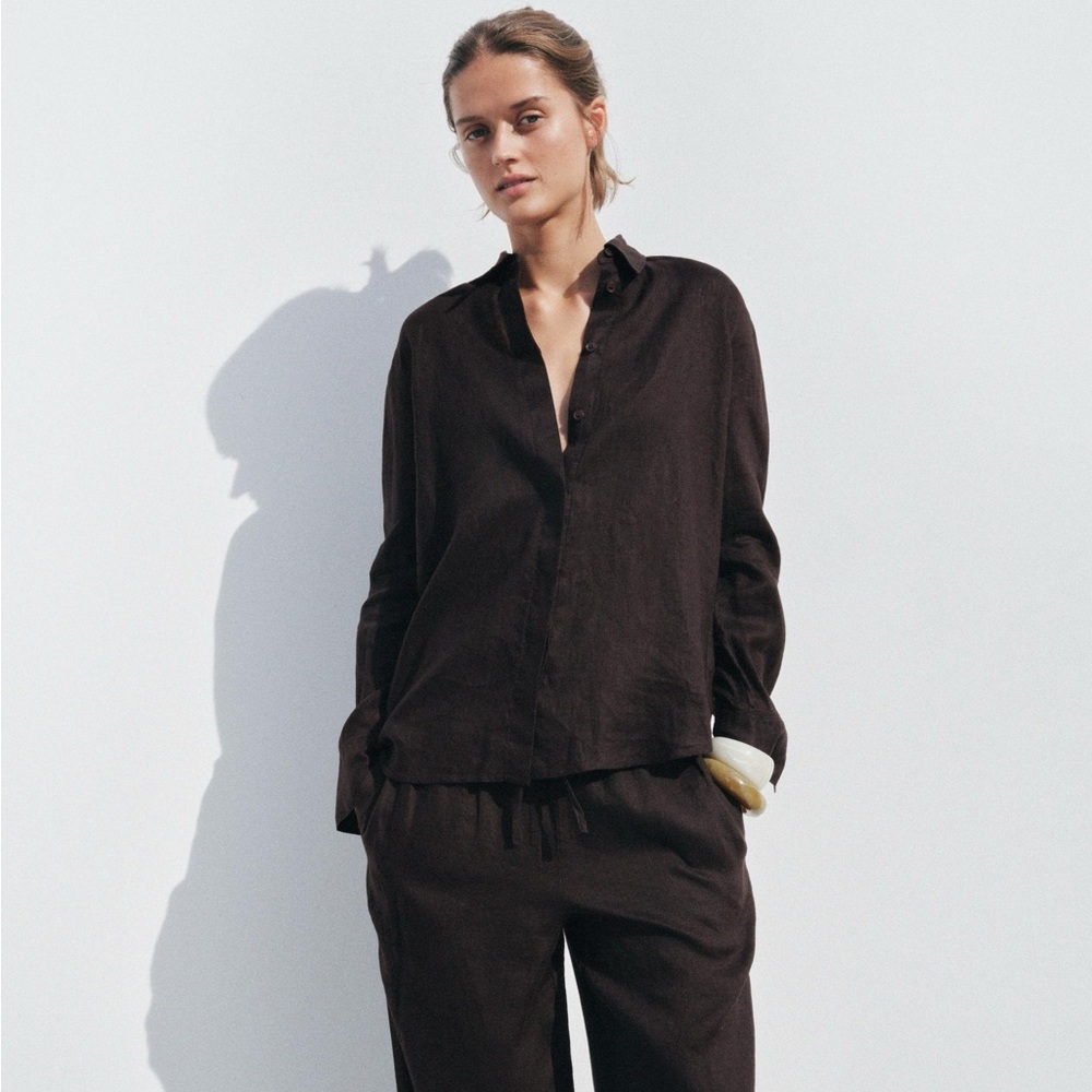 Zara 100% Linen Shirt - Brown XL